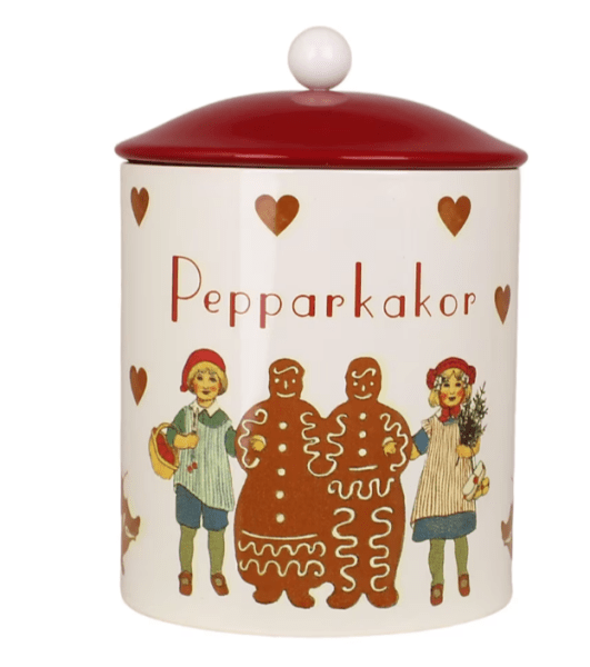Plåtburk Pepparkakor med gammeldags motiv och text