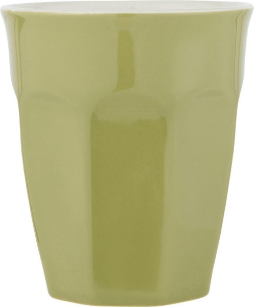 Mynte Cafe Latte kopp utan öra i nyans Herbal Green. Praktisk stapelbar modell som passar lika bra till kaffe och te som saft el