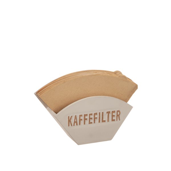 Kaffefilterhållare modell sand med text kaffefilter