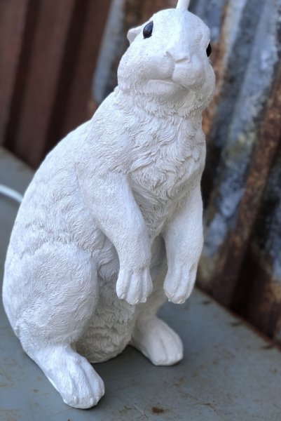 Super söt och jätte gullig vit lampa med en stor kanin som lampfot. Med tillhörande vit skärm. Välarbetad och detaljfull med fi