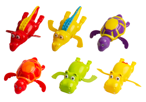 Färgglad badleksak som simmar