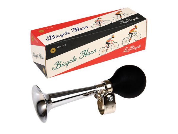 Tuta till cykeln cykeltuta Le Bicycle i retro modell. Tillverkad i metall med gummi tuta. Fäste att sätta på styret. Mäter ca