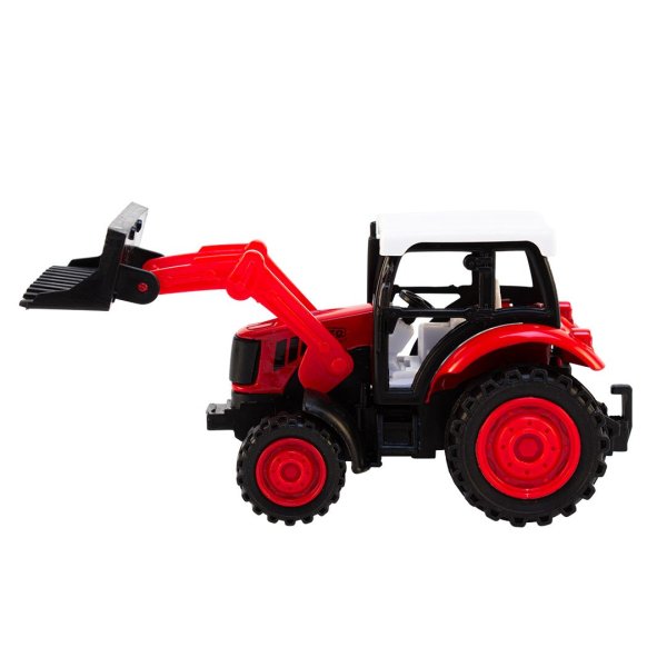 Traktor med skopa och rullande däck