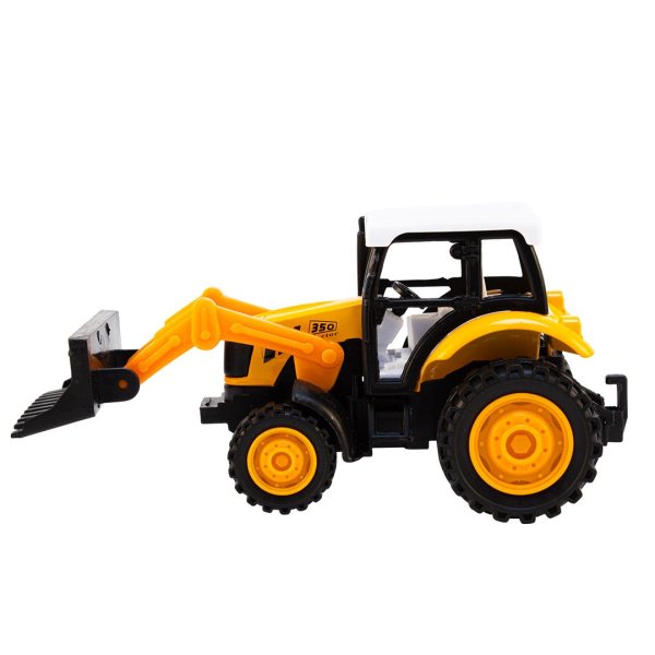 Traktor med skopa och rullande däck