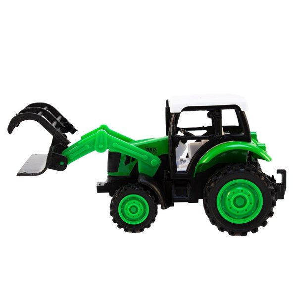 Traktor med skopa och rullande däck