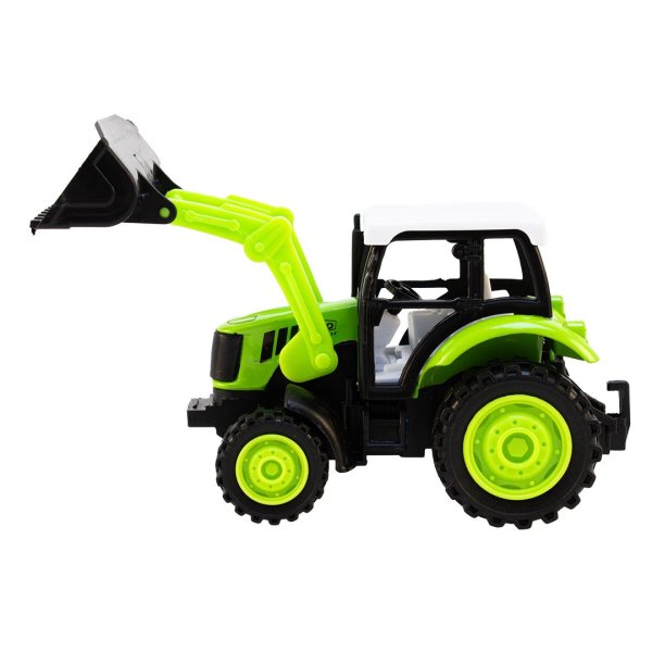 Traktor med skopa och rullande däck