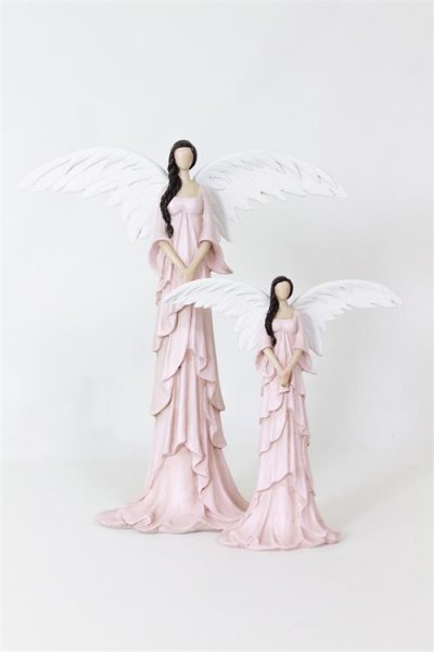 Fiona rosa ängel med lång klänning med breda vingar