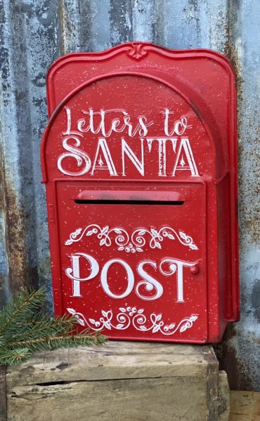 Postlåda Letters to Santa i vacker jul röd nyans och gammeldags modell. En kul vacker inredningsdetalj och roligt inslag till ba