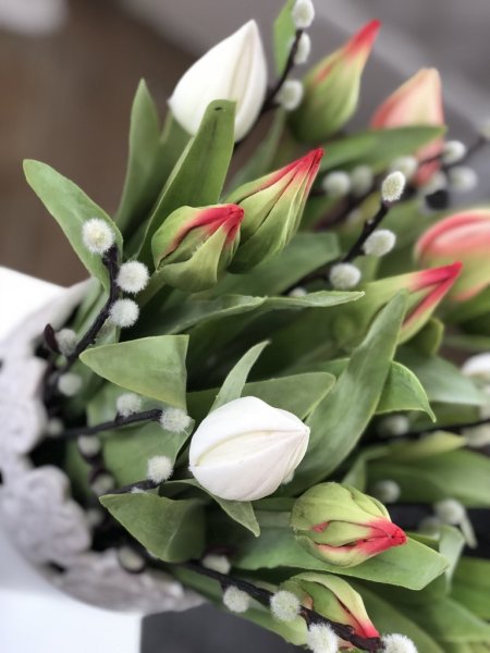 Vide kvist videkissar på gren verklighetstrogna konstgjorda. Att dekorera och pynta med.