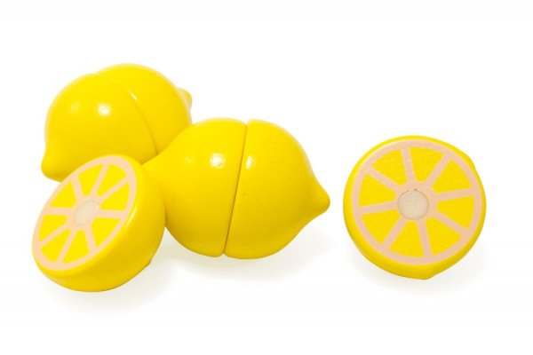 Citron i trä som sitter ihop med magneter så man kan leka med dom bygga och dela på. Perfekt för leksaks köket.  Mäter    Säljes