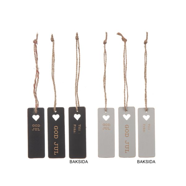 Svart hjärta i trä med text GOD JUL i guld. Finna i två modeller. - Rak text GOD JUL - Text i två radera GOD JUL Snöre upptill o