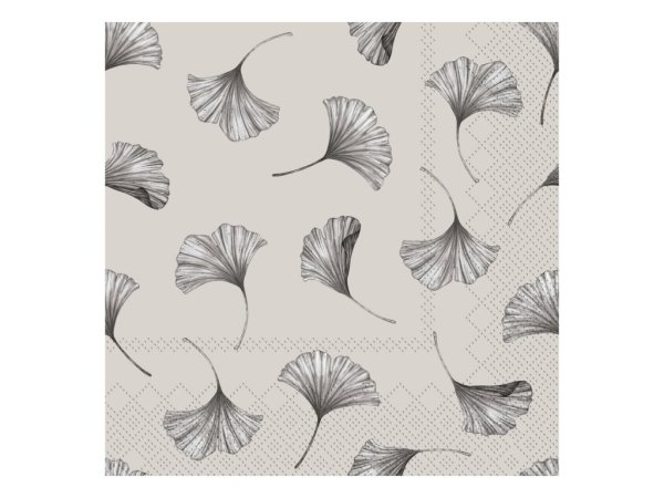 Vackra servetter med stilrent blad mönster i mjuk beige bas. Från Chic Antique 33cm * 33cm 3-lager 20 per paket