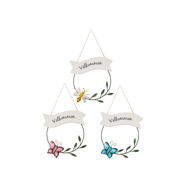 Välkommen krans med fjäril och bi