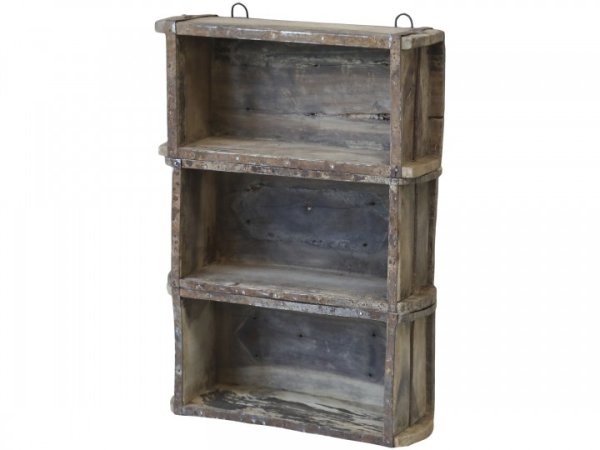 Vacker förvaring hylla/vägghylla tillverkad av gammal murtsenformar / trälådor. En stilfull unik möbel med vackra detaljer. Frå