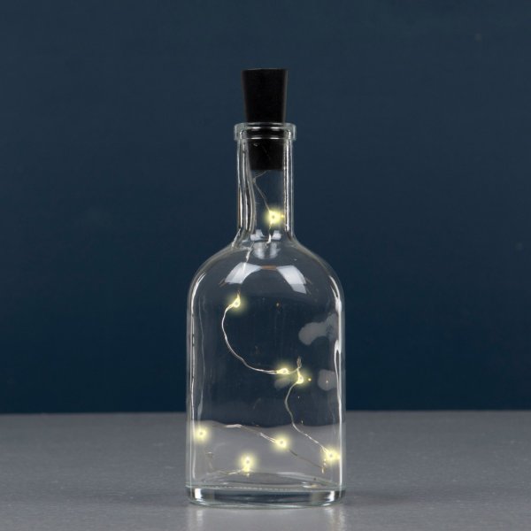 Ledslinga i kork modell för flaskor mm. Att sätta korken i flaskan så lyser slinga inuti flaska. 8 lampor om 40cm Batteri driv