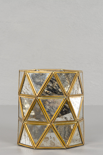 Glaslykta i antik fattigmanssilver och guld