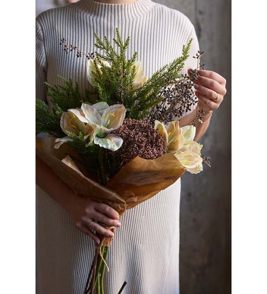 Rosa Amaryllis med lång stjälk och flera blommor