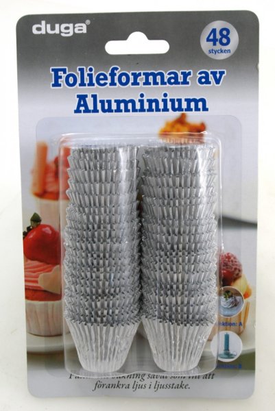 Aluminium formar för mat, bak, ljus mm i silver