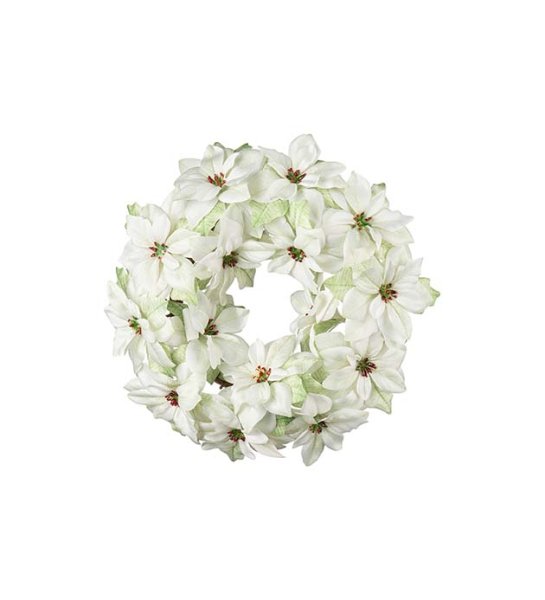 Vacker krans med vita julstjärnor
