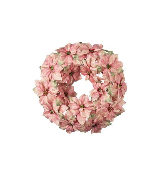 Vacker krans med rosa julstjärnor
