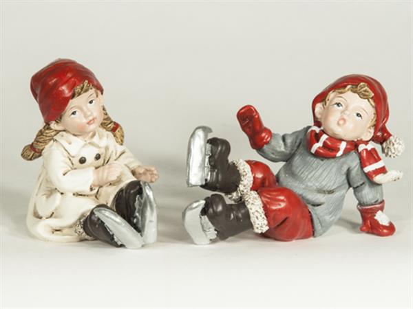 Elsa & Hugo vinter barn som leker i snö. Gammeldags designande figurer med jul och vinter känsla . Att dekorera med finns i olik