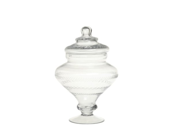 Elegant glasburk glaspokal på fot med lock