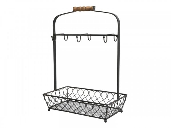 vacker och praktisk förvaring korg i antik svart med trä handtag. För förvaring och servering av tex koppar med tillbehör. Sex s