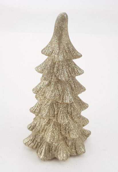 Glitter gran i guld / julgran att dekorera med. Vacker modell med fint glitter. Mäter 18,4cm