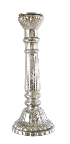 Vacker och ståtlig ljusstake i fattigamnssilver högre modell för cylinder /klot och stora värmeljus. I glas med metall platta dä