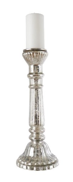Vacker och ståtlig ljusstake i fattigamnssilver högre modell för cylinder /klot och stora värmeljus. I glas med metall platta dä