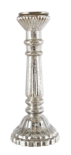 Vacker och ståtlig ljusstake i fattigamnssilver högre modell för cylinder /klot och stora värmeljus. I glas med metall platta dä