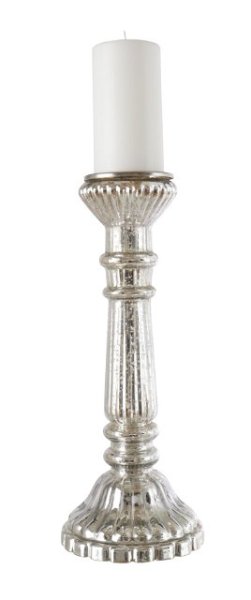 Vacker och ståtlig ljusstake i fattigamnssilver högre modell för cylinder /klot och stora värmeljus. I glas med metall platta dä