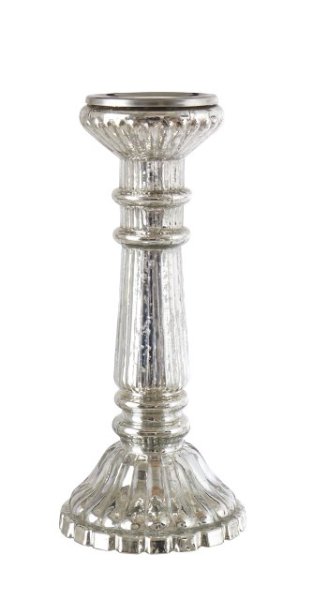 Vacker och ståtlig ljusstake i fattigamnssilver högre modell för cylinder /klot och stora värmeljus. I glas med metall platta dä
