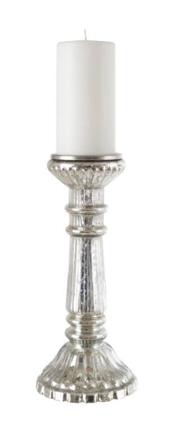 Vacker och ståtlig ljusstake i fattigamnssilver högre modell för cylinder /klot och stora värmeljus. I glas med metall platta dä