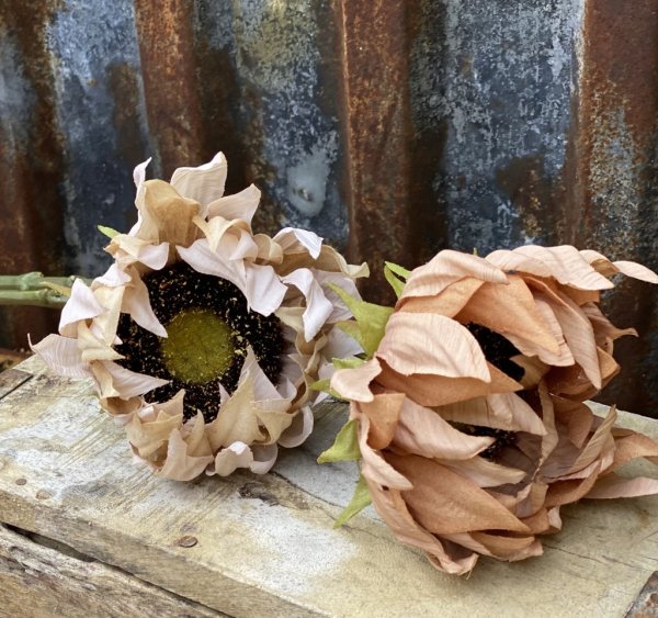 Solros i vacker höst inspirerad torkad modell. Natur trogen och välarbetad konstgjord blomma. Finns i två nyanser -Brun -Beige L