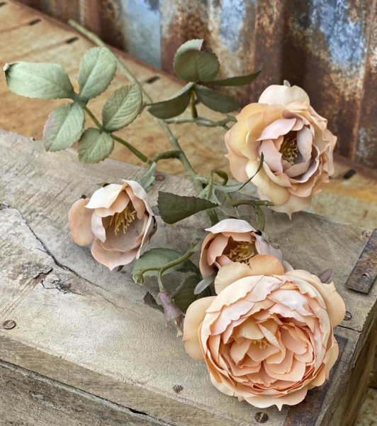 Vacker konstgjord torkad ros med flera blommor i mjuka nyanser. Finns i två modeller -Röd -Beige Stilfull och elegant i välarbet