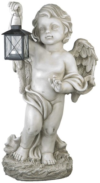 Stor och hög Eden ängel med lykta. Detaljrik och välarbetad med fina detaljer runt om. Lyktan är anpassad och har hållare inuti