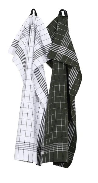 Kökshandduk Astrid klassisk i grönt och vitt 