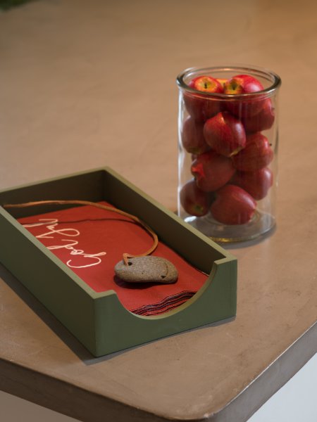 Grönt servettställ för avlånga servetter 