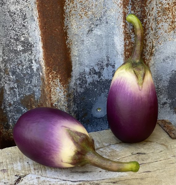 Aubergine i större vacker modell att pynta och dekorera med. Välarbetad konstgjord med verklighetstrogen känsla. Att fylla en fr