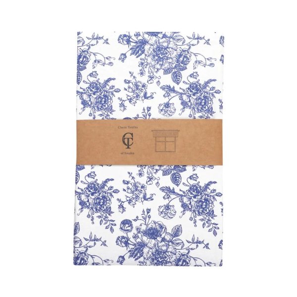 Romantisk gardinkappa Juni med blå blommor