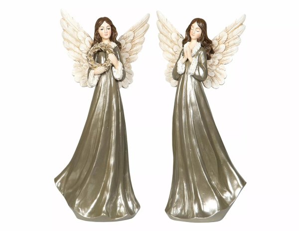 Ängel Champagne Olive med cream färgade vingar