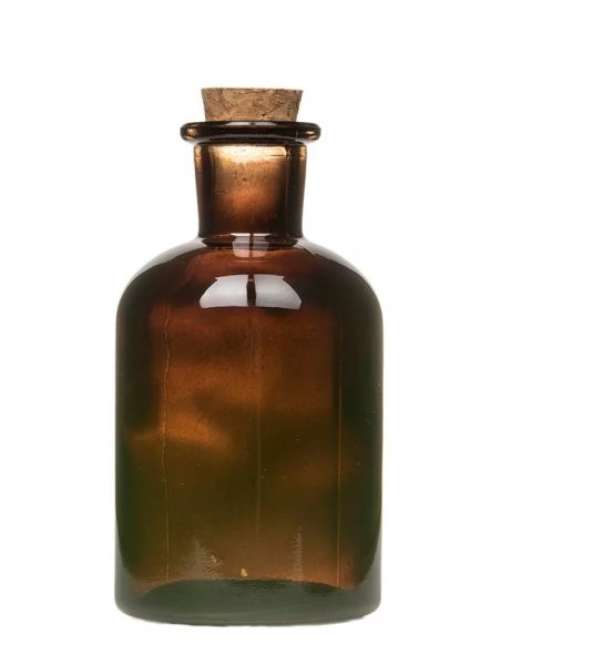 Brun gammeldags flaska i glas med kork