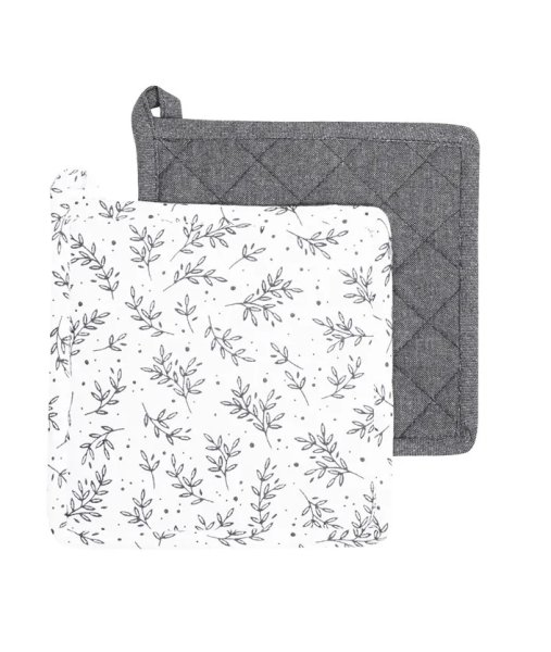 Flora grå och vita grytlappar 