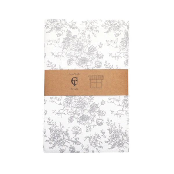 Romantisk gardinkappa Juni med grå blommor