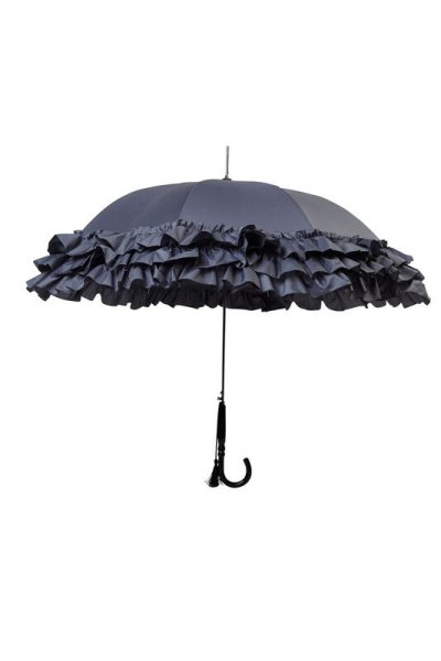 Lyxigt grått paraply med volang