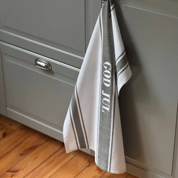 Kökshandduk God Jul i vitt och grönt 