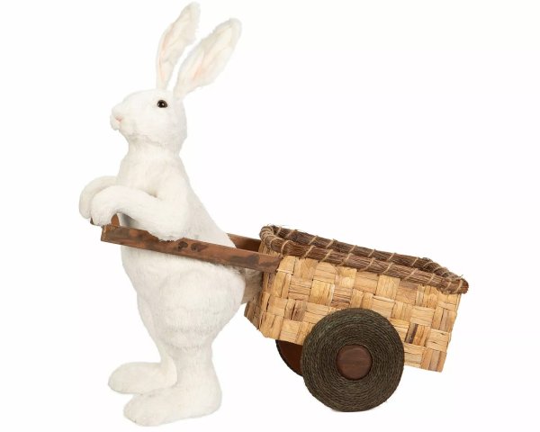 Stor hare med korg och kärra