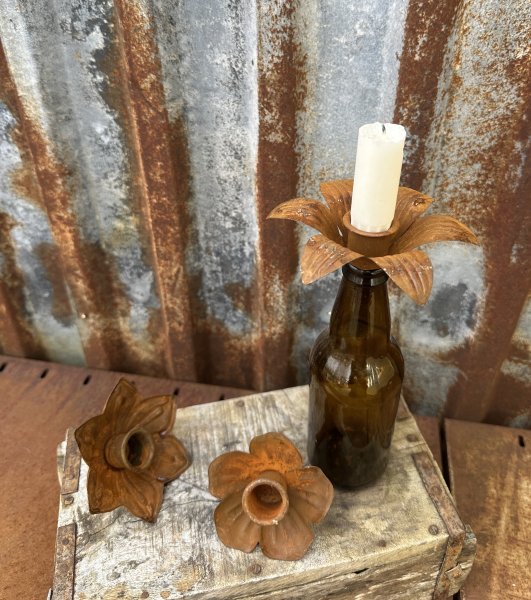Ljushållare Rostig blomma för flaskor mm