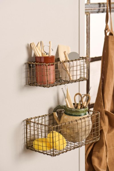 Avlång korg i antik guld 